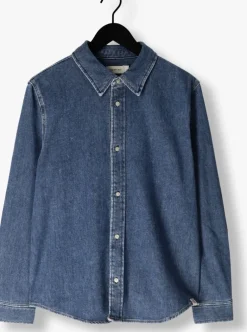 donkerblauwe calvin klein overshirt slim denim shirt