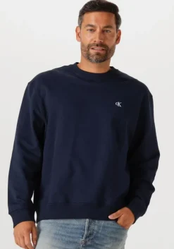 donkerblauwe calvin klein sweater ls eu 350terry monogram cn sweat