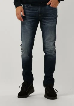 donkerblauwe cast iron slim fit jeans riser slim deep intense blue