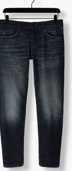 donkerblauwe cast iron slim fit jeans riser slim deep intense blue