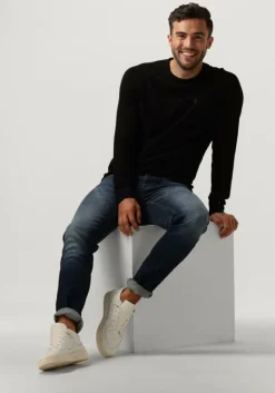 donkerblauwe cast iron slim fit jeans riser slim deep intense blue