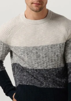 donkerblauwe cast iron trui crewneck casual stripe crewneck