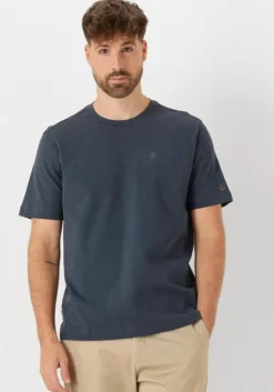 donkerblauwe cast iron t-shirt crewneck regular fit interlock essential