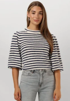 donkerblauwe catwalk junkie trui puffy sleeve knit