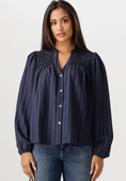 donkerblauwe co'couture blouses lulu smock v-shirt