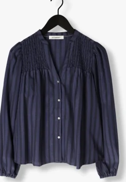 donkerblauwe co'couture blouses lulu smock v-shirt