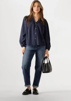 donkerblauwe co'couture blouses lulu smock v-shirt