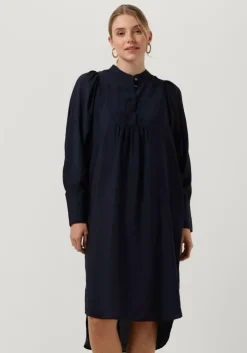 donkerblauwe co'couture midi jurk callum volume dress