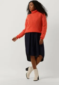 donkerblauwe co'couture midi jurk callum volume dress