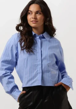 donkerblauwe colourful rebel blouses aliya striped boxy blouse