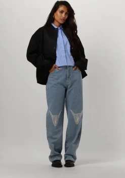 donkerblauwe colourful rebel blouses aliya striped boxy blouse