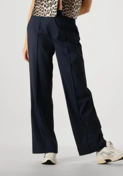 donkerblauwe colourful rebel pantalon rus pinstripe straight pants