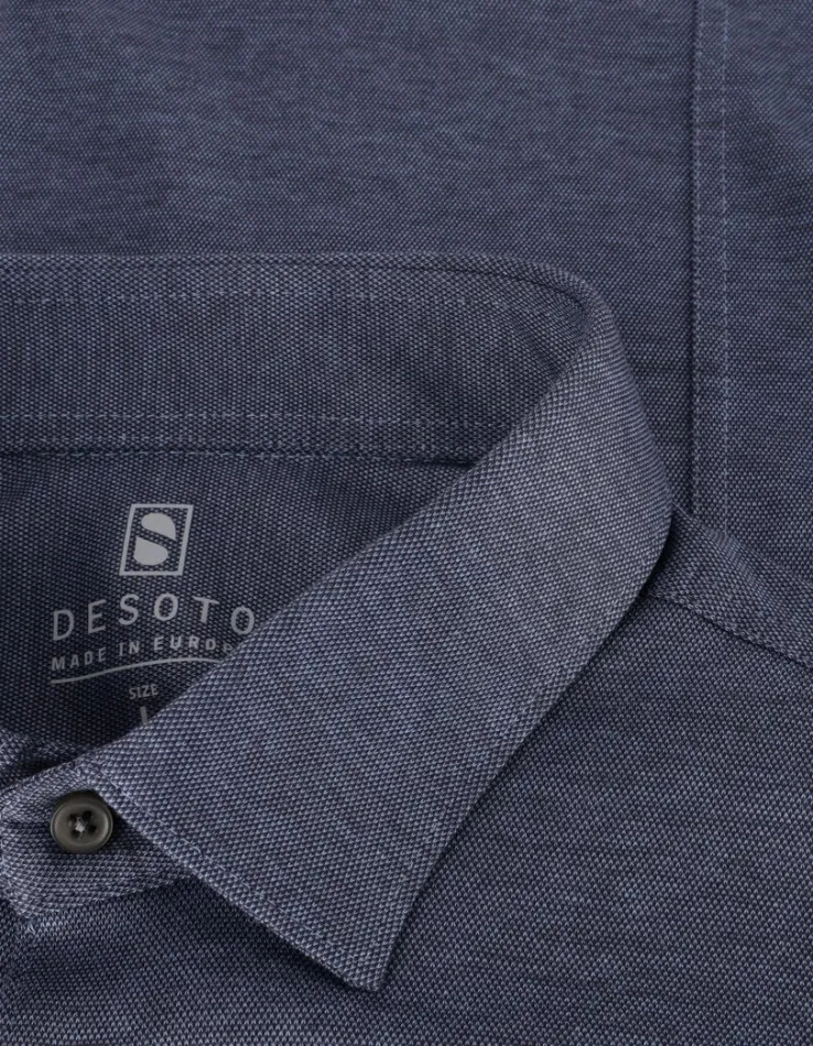 donkerblauwe desoto casual overhemd casual kent 1/1