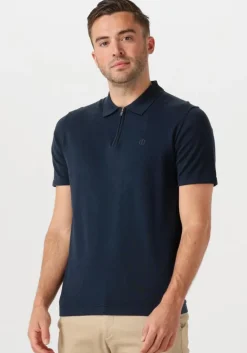 donkerblauwe dstrezzed polo dorian zip polo