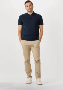 donkerblauwe dstrezzed polo dorian zip polo