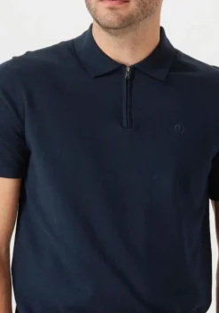 donkerblauwe dstrezzed polo dorian zip polo