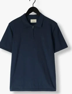 donkerblauwe dstrezzed polo dorian zip polo