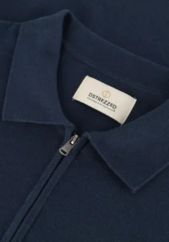 donkerblauwe dstrezzed polo dorian zip polo