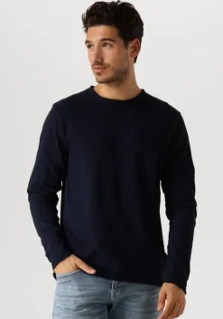 donkerblauwe dstrezzed trui newman crew