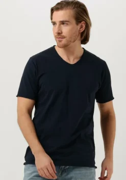 donkerblauwe dstrezzed t-shirt stewart organic slub jersey