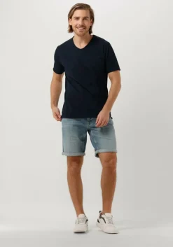 donkerblauwe dstrezzed t-shirt stewart organic slub jersey