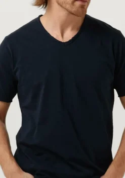 donkerblauwe dstrezzed t-shirt stewart organic slub jersey