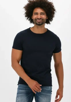 donkerblauwe dstrezzed t-shirt mc. queen basic tee organic slub jersey