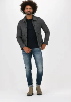 donkerblauwe dstrezzed t-shirt mc. queen basic tee organic slub jersey