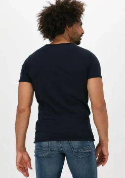 donkerblauwe dstrezzed t-shirt mc. queen basic tee organic slub jersey