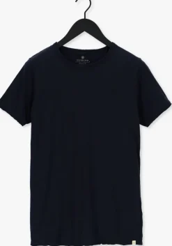 donkerblauwe dstrezzed t-shirt mc. queen basic tee organic slub jersey