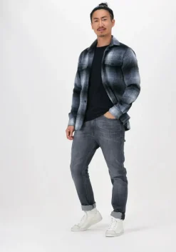 donkerblauwe dstrezzed t-shirt mc. queen basic tee organic slub jersey