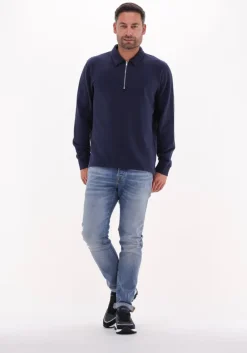 donkerblauwe edwin polo zipped polo heavy felpa