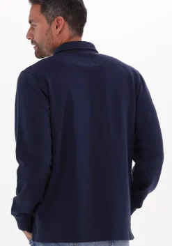 donkerblauwe edwin polo zipped polo heavy felpa