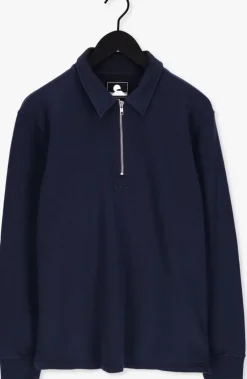 donkerblauwe edwin polo zipped polo heavy felpa