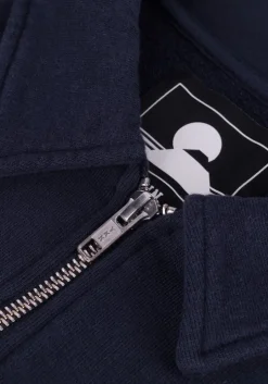 donkerblauwe edwin polo zipped polo heavy felpa