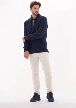 donkerblauwe edwin polo zipped polo heavy felpa