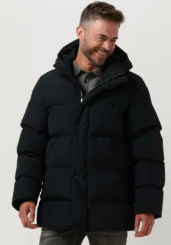 donkerblauwe elvine gewatteerde jas bror