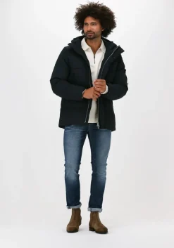 donkerblauwe elvine gewatteerde jas bror