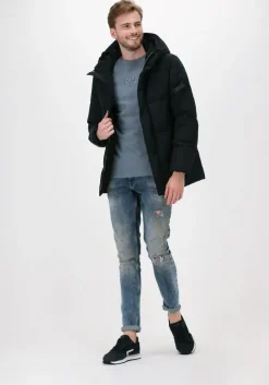 donkerblauwe elvine gewatteerde jas bror