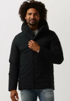 donkerblauwe elvine gewatteerde jas vhinner