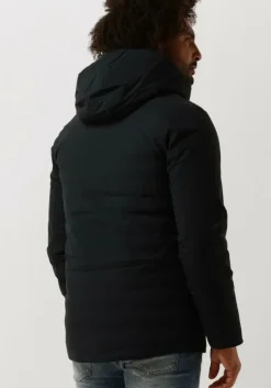 donkerblauwe elvine gewatteerde jas vhinner