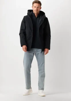 donkerblauwe elvine gewatteerde jas vhinner