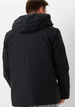 donkerblauwe elvine gewatteerde jas vhinner