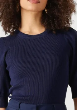 donkerblauwe fabienne chapot trui lillian short sleeve pullover