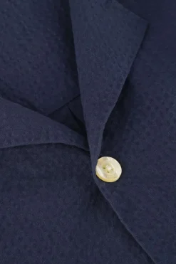 donkerblauwe forét casual overhemd hush seersucker ss shirt