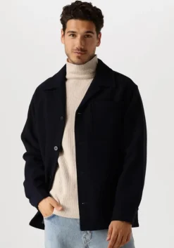donkerblauwe forét jack lodge wool jacket