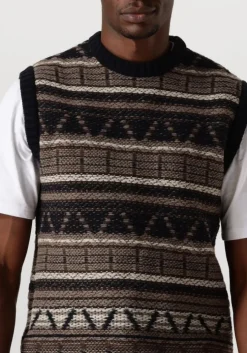 donkerblauwe forét spencer cone jacquard vest