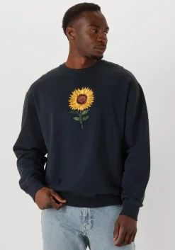 donkerblauwe forét sweater sun embroidered sweatshirt