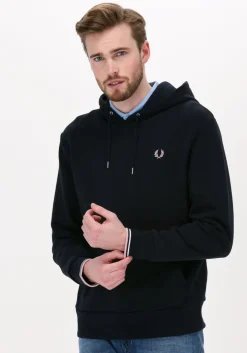 donkerblauwe fred perry truien/vesten tipped hooded sweatshirt