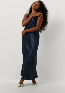 donkerblauwe greek archaic kori midi jurk 130482